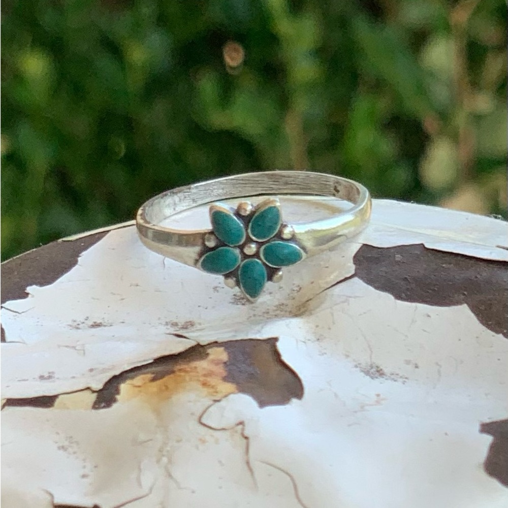 Dainty Turquoise and Sterling Silver Ring